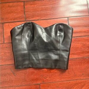 Aritzia Black Leather Bustier Top